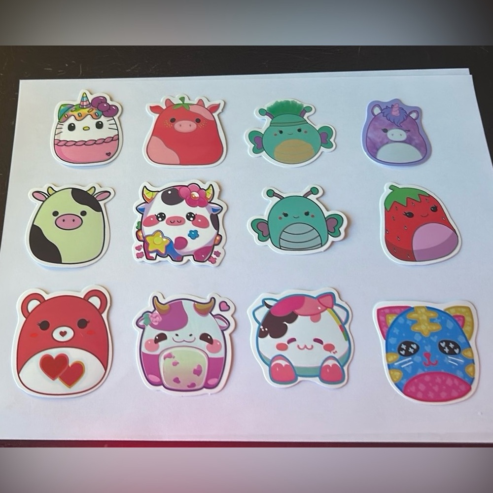 Cute Squishmallow Sticker for Laptops or Water Bottles (Waterproof) - Set of 12